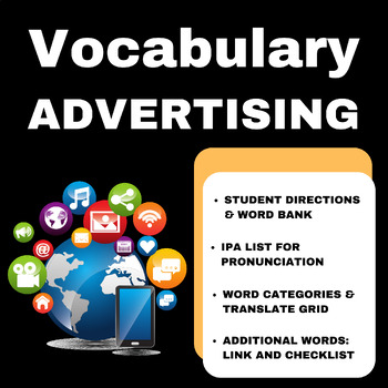 Preview of Advertising: EDITABLE Vocab Expander with IPA List