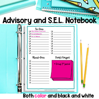 Preview of Advisory and Social Emotional Learning SEL Notebook for High and Middle School