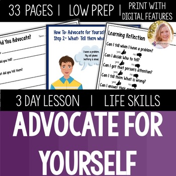 Preview of Advocate for Yourself. Life Skills Special Ed