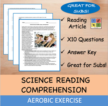 Preview of Aerobic Exercise - Reading Passage and x 10 Questions (EDITABLE)