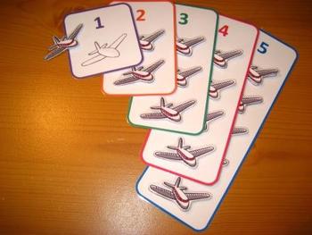 Preview of Aeroplane Visual Counting Game PDF - 5 Colourful Numbers Numeracy Maths SEND