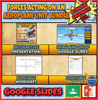 Preview of Aeroplane Forces Unit Bundle: Presentation | Drag & Drop | Puzzles | Worksheets