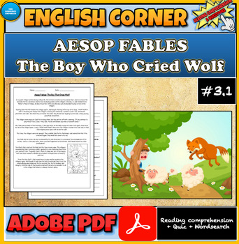 Preview of Aesop Fables|The Boy Who Cried Wolf| Reading Comprehension| Wordsearch