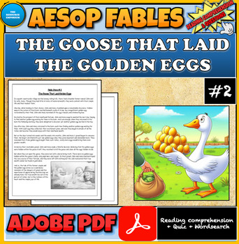 Preview of Aesop Fables|The Goose That Laid Golden Eggs| Reading Comprehension| Wordsearch