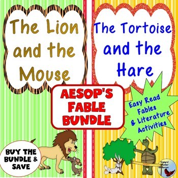 Preview of Aesop's Fable Bundle The Lion and the Mouse and The Tortoise and the Hare