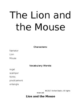 Preview of Aesop's Fable -Lion and Mouse