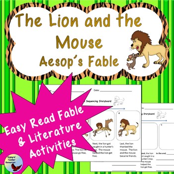 Preview of Aesop's Fable The Lion and the Mouse Reading Comprehension SPED ESL Gen Ed
