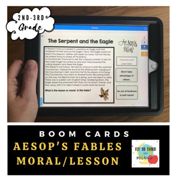 Preview of Aesop's Fables Moral or Lesson- Boom Cards- Distance Learning