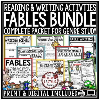 Preview of Aesop's Fables Genre Reading Passages Teaching Theme Writing Graphic Organizers