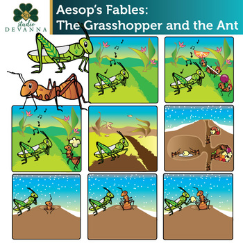 Preview of Aesop's Fables - The Grasshopper and the Ant Clip Art