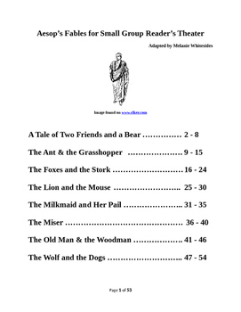 Preview of Aesop's Fables for Small Group Reader's Theater Book One