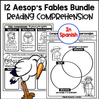 Preview of Aesop's Fables in Spanish with Digital Resources - Graphic Organizers, Posters