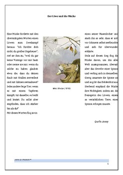 Preview of Äsops Fabel: Der Löwe und die Mücke