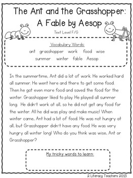 Aesop's Fables: CCSS Aligned Leveled Reading Passages & Activities