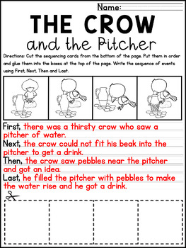 Aesops Fables Story Sequencing & Writing The Crow & the Pitcher