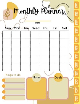 Preview of Aesthetic Monthly Planner (Yellow)