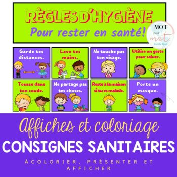 Preview of Affiches Règles d'hygiène Covid-19 | Health Posters Rules + coloring FRENCH