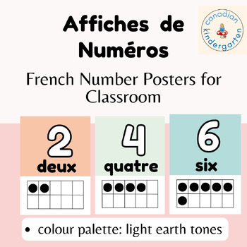 Preview of Affiches de Numéros - French Number Posters w/ Ten Frames - Light Earth Tones