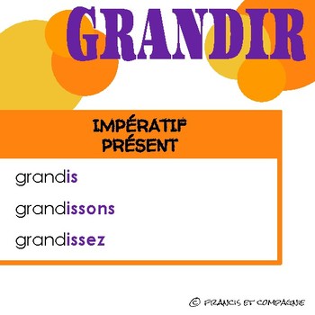 Affiches De Verbes Verbe Grandir By Francis Et Compagnie Tpt