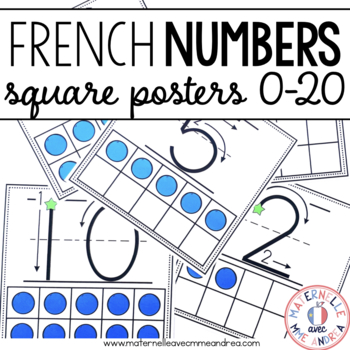 Preview of Affiches des nombres 0 à 20 (FRENCH Square Number posters 1-20)