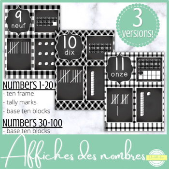 Preview of Affiches des nombres 1-100// French Number Sense Posters 1-100