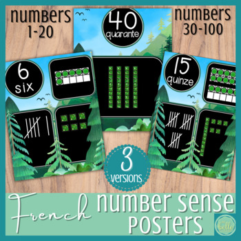 Preview of Affiches des nombres 1-100 / French classroom décor Number Sense Posters 1-100