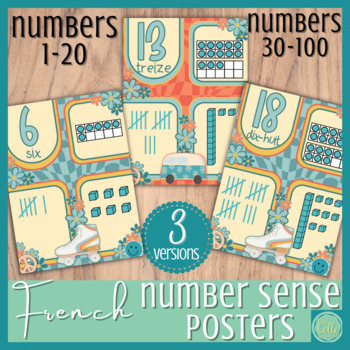 Preview of Affiches des nombres 1-100 / French classroom décor Number Sense Posters 1-100