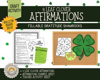 Preview of Affirmation 4 Leaf Clover Daily Prompt | St. Patrick's Day | SEL, gratitude