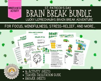 Preview of Brain Break Lucky Leprechaun Worksheet Bundle | St. Patrick's Day | SEL, focus
