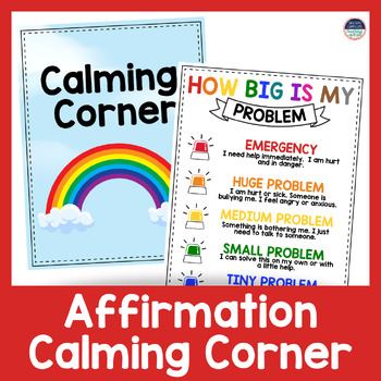 Affirmation Calming Corner, Calm Down Corner with Strategies and Techniques