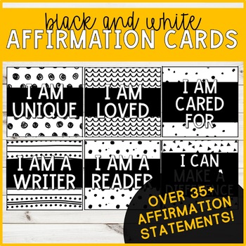 Preview of Affirmation Cards (Black & White Pattern) | Affirmation Station