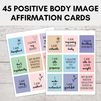 Preview of Affirmation Cards For Weight Loss | Positive Body Image Affirmations