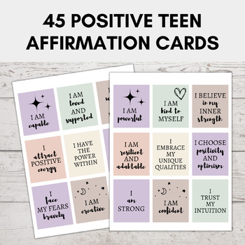 Preview of Affirmation Cards Teens | Positive Affirmation Cards For Teens and Pre-Teens
