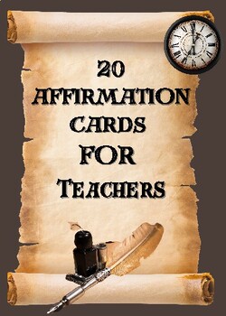 Preview of Affirmation Cards for Teachers - set of 20 Cards - Wellness themed