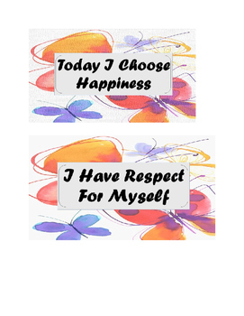 Preview of Affirmation Cards self esteem and positivity butterfly background