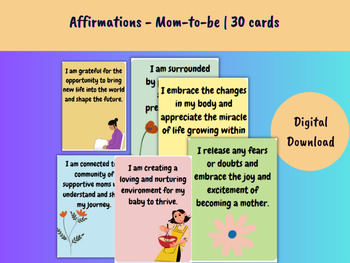 Preview of Affirmation Flashcards for Mom-to-be - Uplift Your Pregnancy Journey