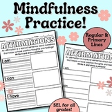Affirmation Mindfulness Worksheet, SEL Growth Mindset Calm