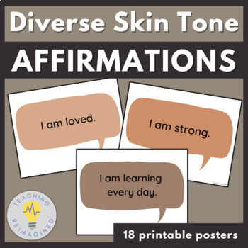Preview of Affirmation Posters | Diverse Skin Tones, Classroom Decor, Bulletin Board