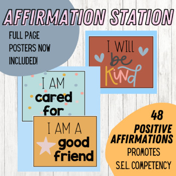 Preview of Affirmation Station - 48 Positive Affirmations | Modern Rainbow | EDITABLE