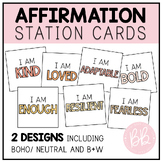 Affirmation Station Cards | I am Statements | Neutral Boho & B+W