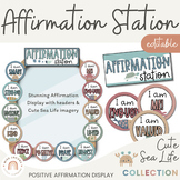 Affirmation Station | Cute Sea Life Classroom Decor | Editable