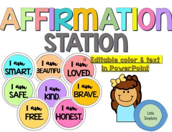 Preview of Affirmation Station | Editable Template | Positive Classroom Environment