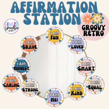 Preview of Affirmation Station Groovy Retro Theme | 70's Theme | Digital Download