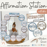 Affirmation Station | Modern Ocean Classroom Decor | Editable