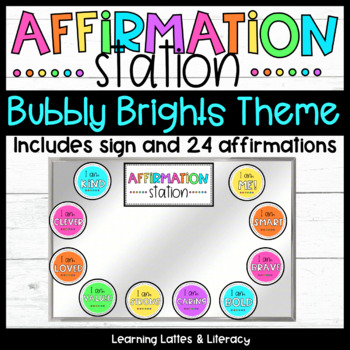 Preview of Affirmation Station Neon Brights Class Decor Social Emotional Classroom Activity