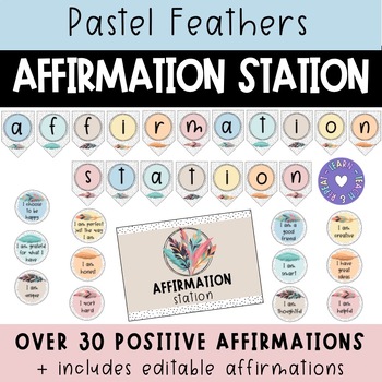 Pastel Feathers - Affirmation Station by Learn Teach and Repeat | TPT