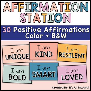 Preview of Affirmation Station | Playful Boho + Black & White | Classroom Decor