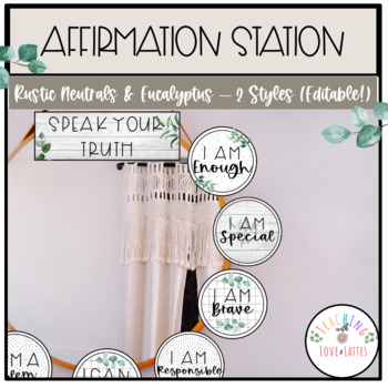 Preview of Affirmation Station: Positive Affirmation Decor for a Growth Mindset | Editable