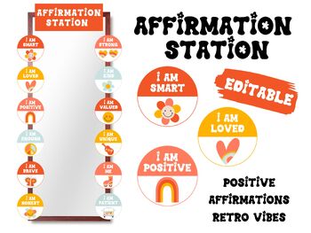 Preview of Affirmation Station | Retro Vibes | Positive Affirmations Mirror Display 
