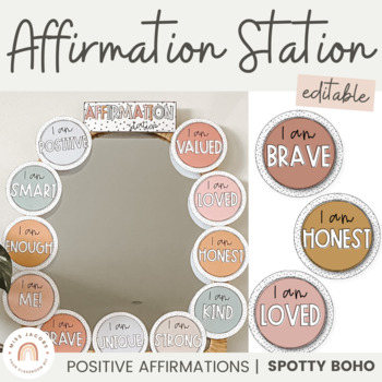 Preview of Affirmation Station SPOTTY BOHO | Positive Affirmations Mirror Display